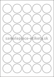Etikety PRINT kruh průměr 35 mm (1000xA4) - biely metalický papier