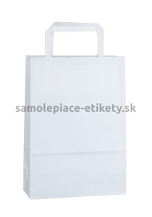 Papierová taška 18x8x25 cm s plochými papierovými držadlami, biela