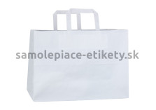 Papierová taška 35x23x25 cm s plochými papierovými držadlami, biela