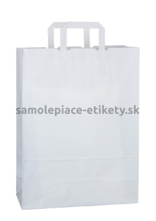 Papierová taška 32x13x42,5 cm s plochými papierovými držadlami, biela