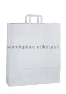 Papierová taška 44x14x50 cm s plochými papierovými držadlami, biela