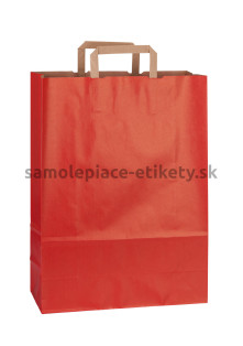 Papierová taška 32x13x42,5 cm s plochými papierovými držadlami, červená
