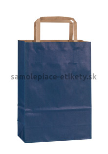 Papierová taška 18x8x25 cm s plochými papierovými držadlami, modrá