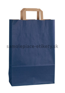 Papierová taška 26x11x38 cm s plochými papierovými držadlami, modrá