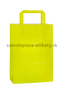 Papierová taška 18x8x25 cm s plochými papierovými držadlami, zelenožltá