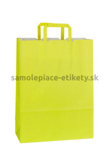 Papierová taška 32x13x42,5 cm s plochými papierovými držadlami, zelenožltá
