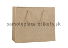 Papierová taška 32x10x27,5 cm s bavlnenými držadlami, prírodná