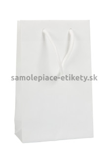 Papierová taška 16x8x25 cm s bavlnenými držadlami, biela
