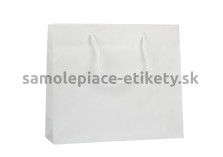 Papierová taška 32x10x27,5 cm s bavlnenými držadlami, biela