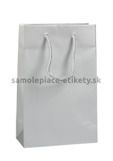 Papierová taška 16x8x25 cm s bavlnenými držadlami, strieborná matná