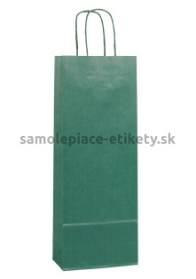 Papierová taška na fľašu, 15x8x40 cm, s krútenými papierovými držadlami, zelená