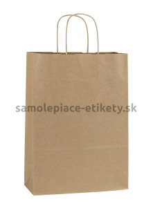 Papierová taška 23x10x32 cm s krútenými papierovými držadlami, prírodná, recyklovaný papier