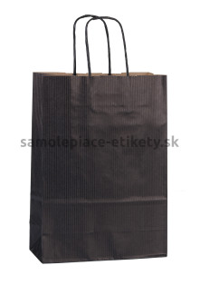 Papierová taška 18x8x25 cm s krútenými papierovými držadlami, čierna