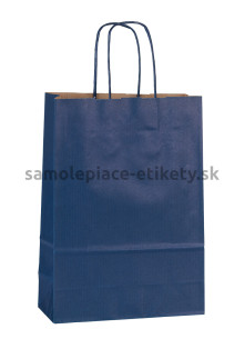 Papierová taška 18x8x25 cm s krútenými papierovými držadlami, modrá