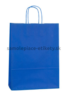 Papierová taška 18x8x25 cm s krútenými papierovými držadlami, modrá