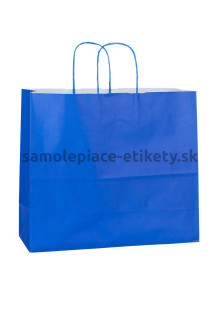 Papierová taška 32x13x28 cm s krútenými papierovými držadlami, modrá