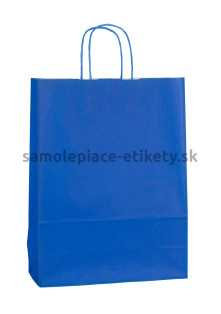 Papierová taška 32x13x42 cm s krútenými papierovými držadlami, modrá