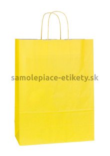 Papierová taška 32x13x42 cm s krútenými papierovými držadlami, žltá