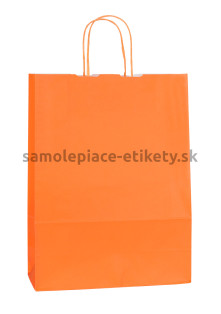 Papierová taška 18x8x25 cm s krútenými papierovými držadlami, oranžová