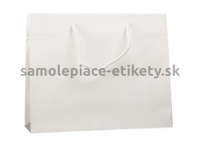 Papierová taška 42x13x37 cm s bavlnenými držadlami, biela lesklá