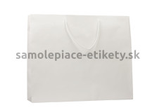 Papierová taška 54x14x44,5 cm s bavlnenými držadlami, biela lesklá