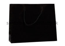 Papierová taška 42x13x37 cm s bavlnenými držadlami, čierna lesklá