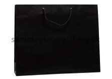 Papierová taška 54x14x44,5 cm s bavlnenými držadlami, čierna lesklá