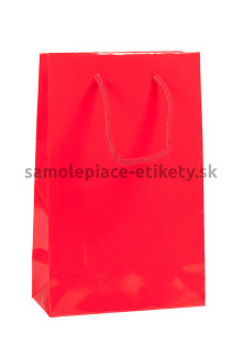 Papierová taška 16x8x25 cm s bavlnenými držadlami, červená lesklá