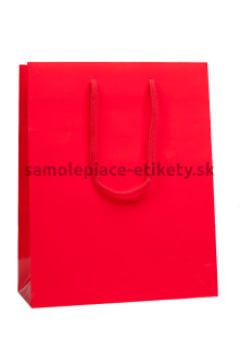 Papierová taška 25x11x31 cm s bavlnenými držadlami, červená lesklá