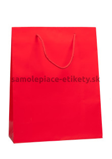 Papierová taška 32x13x40 cm s bavlnenými držadlami, červená lesklá