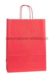 Papierová taška 23x10x32 cm s krútenými papierovými držadlami, červená
