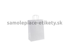 Papierová taška 24x11x33 cm s krútenými papierovými držadlami, biela