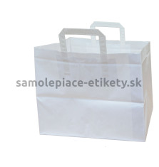 Papierová taška 31,5x21,5x24,5 cm s plochými papierovými držadlami, biela