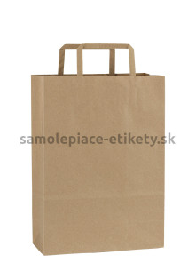 Papierová taška 23x10x32 cm s plochými papierovými držadlami, prírodná, recyklovaný papier