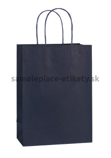 Papierová taška 20x10x28 cm s krútenými papierovými držadlami, modrá