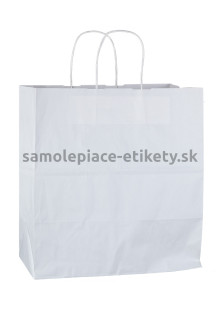 Papierová taška 32x19x34 cm s krútenými papierovými držadlami, biela