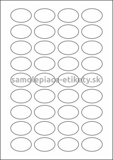 Etikety PRINT elipsa 38,6x25,6 mm (100xA4) - zrkadlovo lesklá strieborná polyesterová fólia